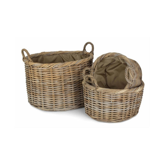 Oval Rattan Log Basket With Cordura Lining