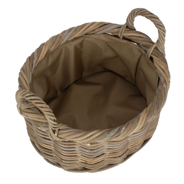Oval Rattan Log Basket With Cordura Lining