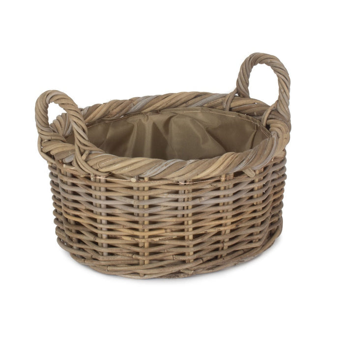 Oval Rattan Log Basket With Cordura Lining