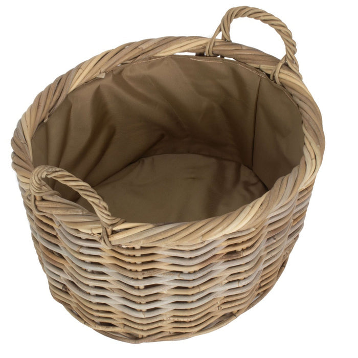 Oval Rattan Log Basket With Cordura Lining