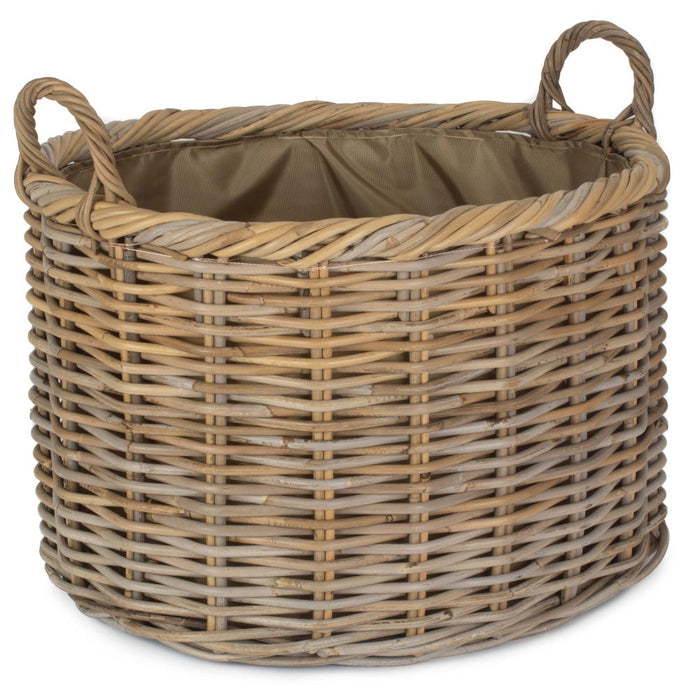 Oval Rattan Log Basket With Cordura Lining