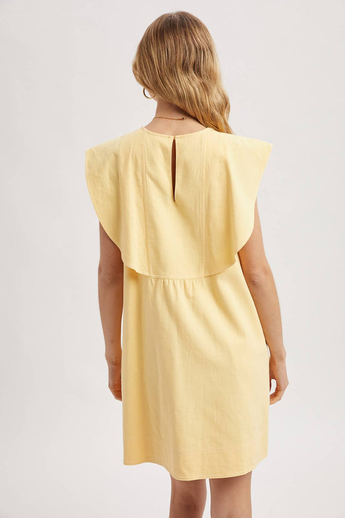 OVERSIZED SAILOR COLLAR MINI DRESS / WL25-11518: LEMON/WHITE
