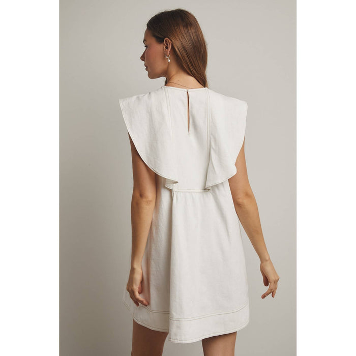 OVERSIZED SAILOR COLLAR MINI DRESS / WL25-11518: LEMON/WHITE