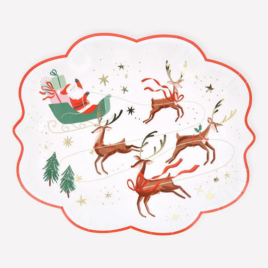 Meri Meri - Paper Plates - Santa, Sleigh & Reindeer