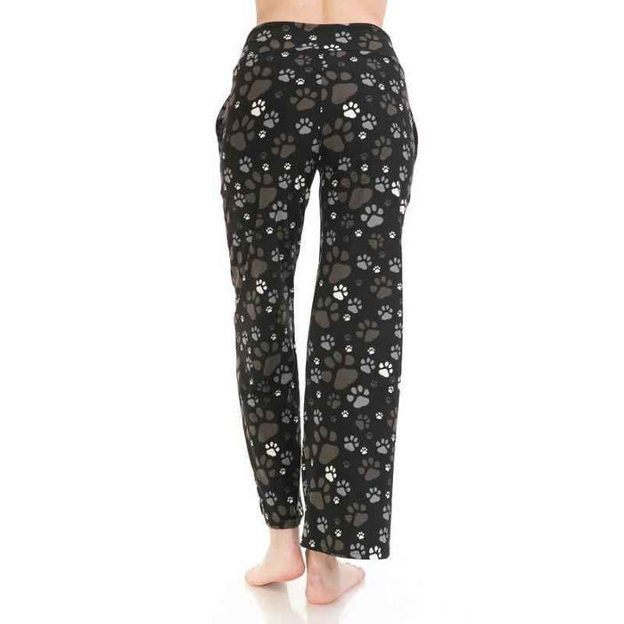 Paw Print Pajama Pants with Drawstring