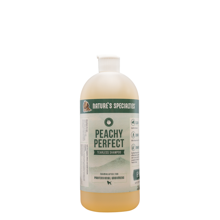 32 oz bottle of Nature's Specialties Peachy Perfect sulfate-free shampoo for puppies & kittens.