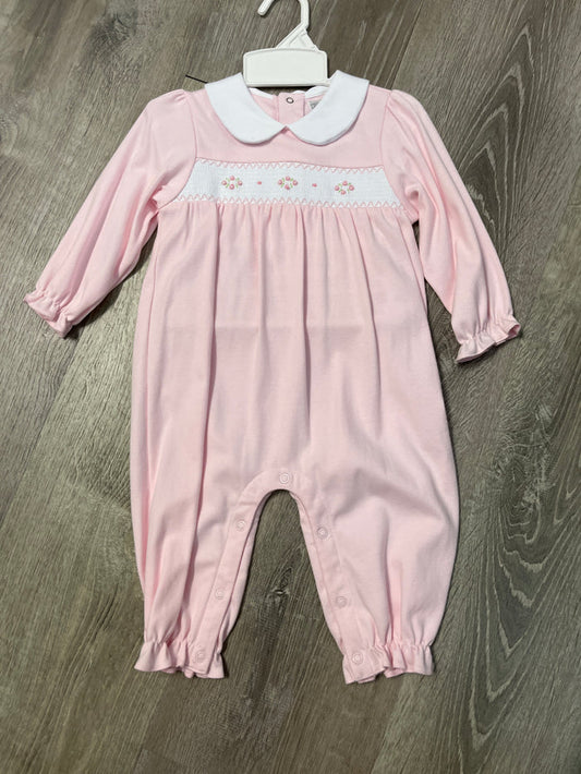 Petit Bebe Pink Knit Smocked Long Romper