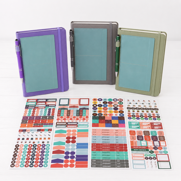 Planner Set with 8 Sticker Sheets & Matching Pen