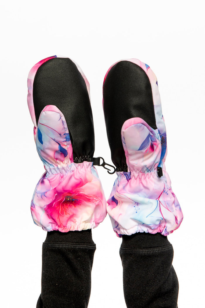 Play Winter Mittens Mauve Flower Print-2