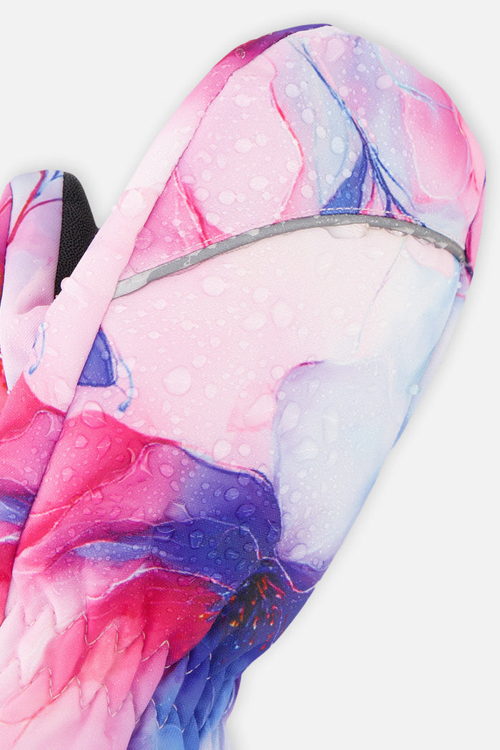 Play Winter Mittens Mauve Flower Print-3