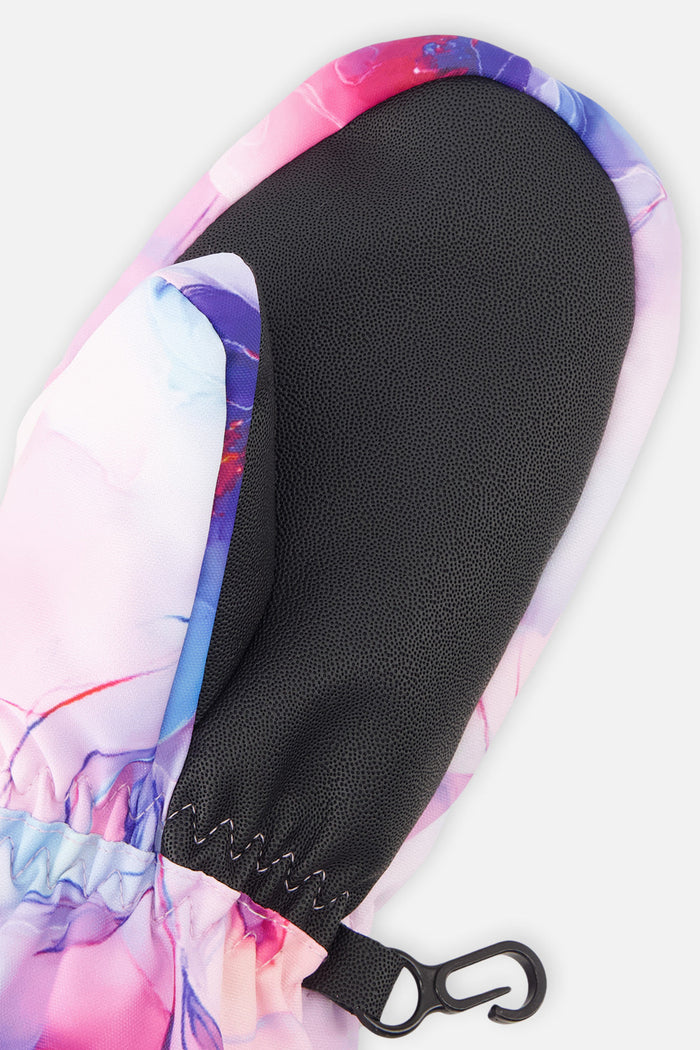 Play Winter Mittens Mauve Flower Print-4