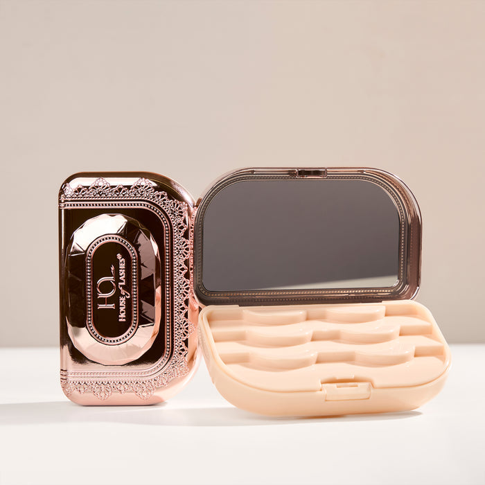 Rose Quartz Precious Gem Cases are perfect to hold up to 3 lashes and has a compartment for glues and accessories.