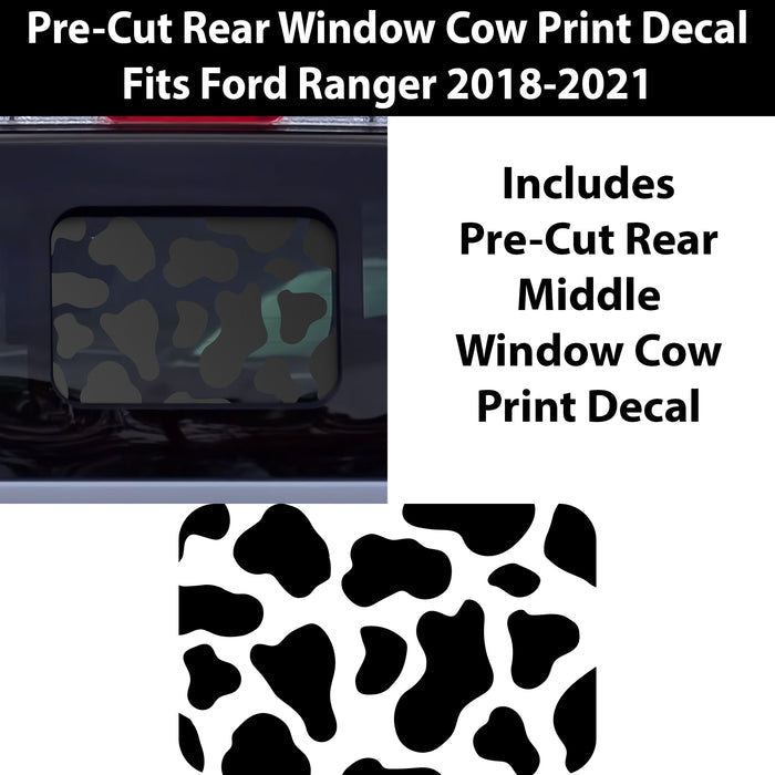 Precut Rear Middle Window Animal Cow Print Vinyl Decal Fits Ford Ranger 2018 - 2022 - Bogar Tech Designs