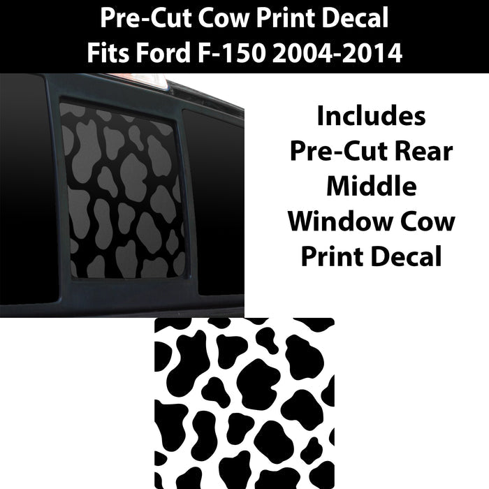 Precut Rear Middle Window Cow Print Vinyl Decal Fits Ford F150 2004 - 2014 - Bogar Tech Designs