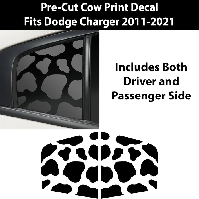 Quarter Window Fuel Door Cow Print Vinyl Decal Stickers Fits Dodge Charger 2011 - 2022 - Bogar Tech Designs