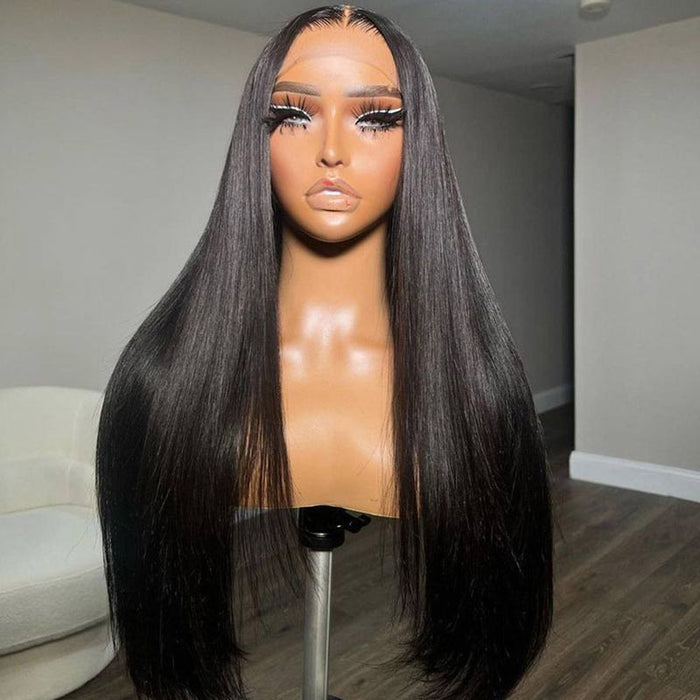 beginner-friendly straight human hair wear and go wig with HD lace