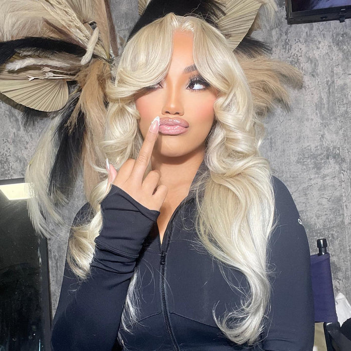 qvr wigs straight 613 blonde lace part wig body wave human hair