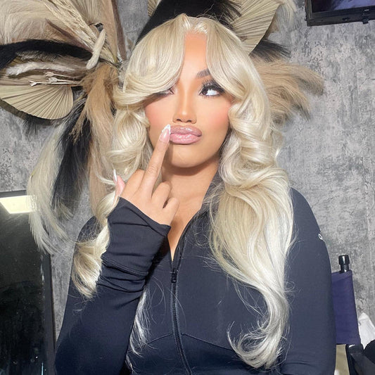 qvr wigs straight 613 blonde lace part wig body wave human hair