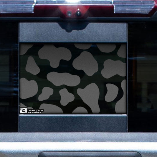 Rear Back Middle Window Cow Print Vinyl Decal Stickers Fits Chevy Silverado and GMC Sierra 2019 - 2022 - Bogar Tech Designs