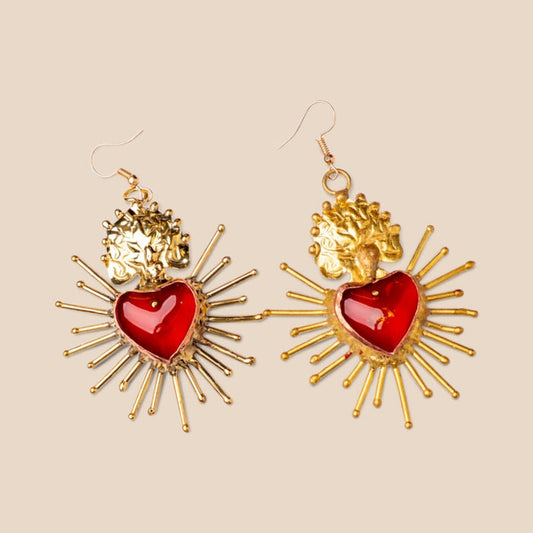 Red Sacred Heart Earrings
