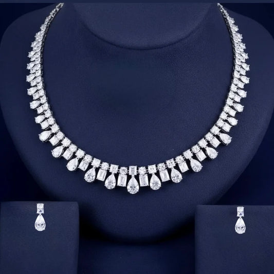 Wedding Jewelry - Silver Cubic Zirconia Bridal Jewelry Set