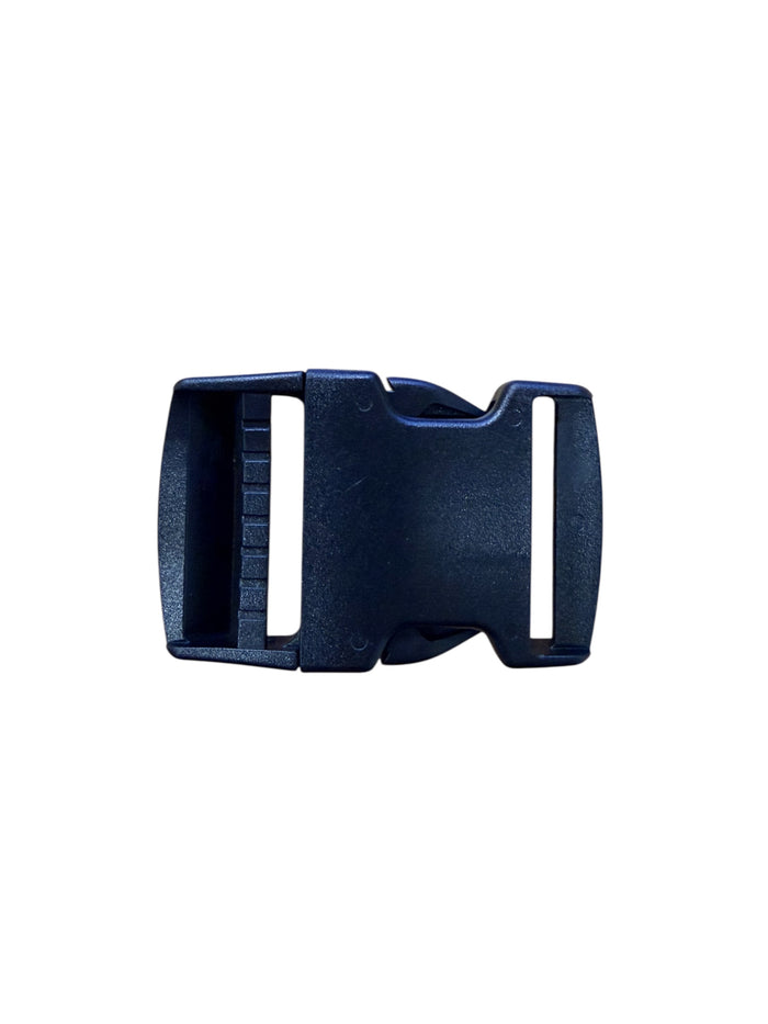 Black belt buckle on a white background
