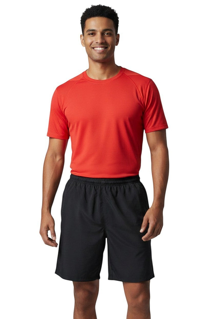 The Lifeguard Store black polyester-spandex board shorts with elastic waistband and drawstring, 7" inseam.
