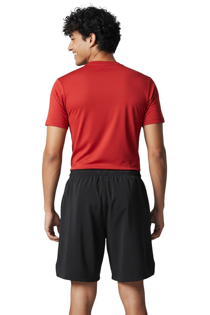 The Lifeguard Store black polyester-spandex board shorts with elastic waistband and 7" inseam.
