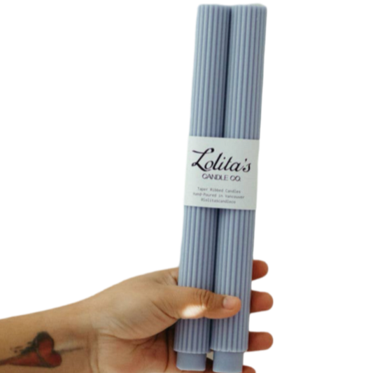 unscented lilac pillar candles, soy beeswax taper candle, eco-friendly taper candles, clean burning decorative candle, sculptural lilac candles, hand poured candle set, pastel purple home decor candles, Rome pillar candle lilac, natural wax dripless candle, non-toxic table candles