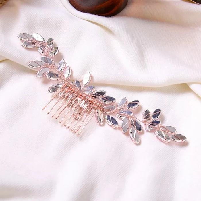 Wedding Hair Accessories - Rose Gold Pink Bridal Hair Comb