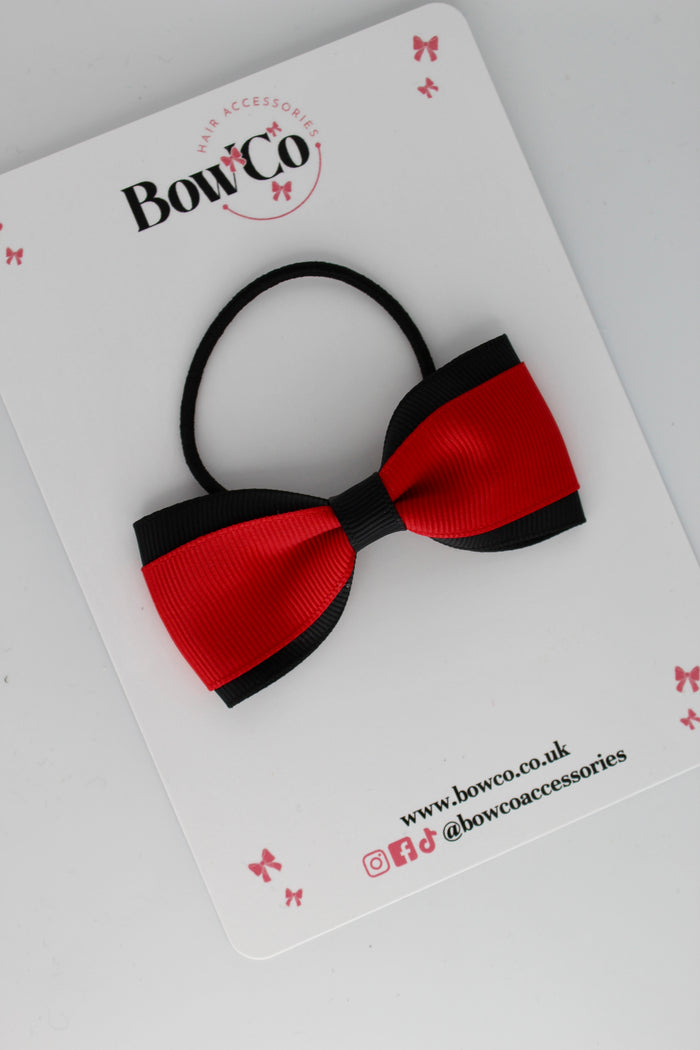 School Bow Red and Black - Tuxedo Bow - Elastic