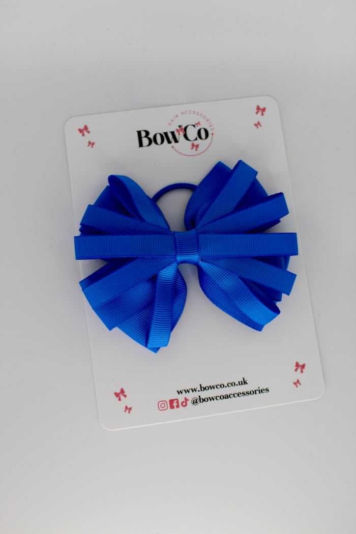 School Bow Royal Blue - Spiral Bow - Elastic