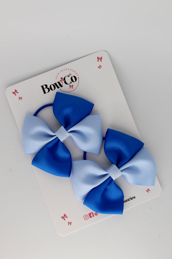 School Bows - Royal Blue and Bluebell - Twist Bow Set - Elastic