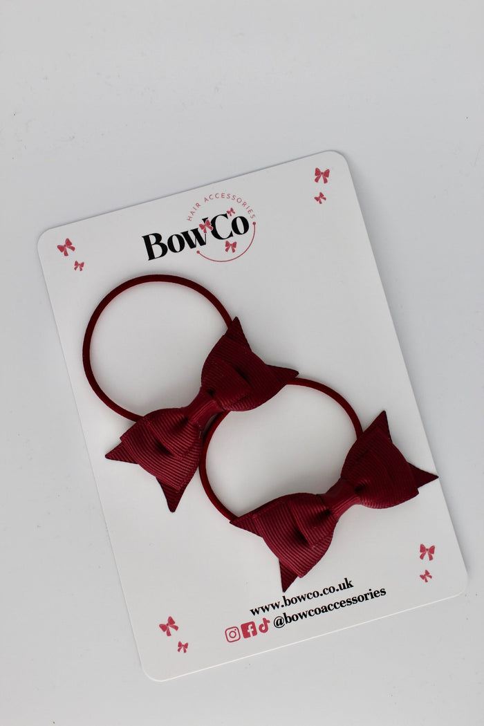 School Bows Burgundy - Butterfly Bow Set - Elastic