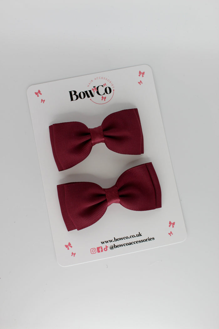 School Bows Burgundy - Double Lapel Bow Set - Clip