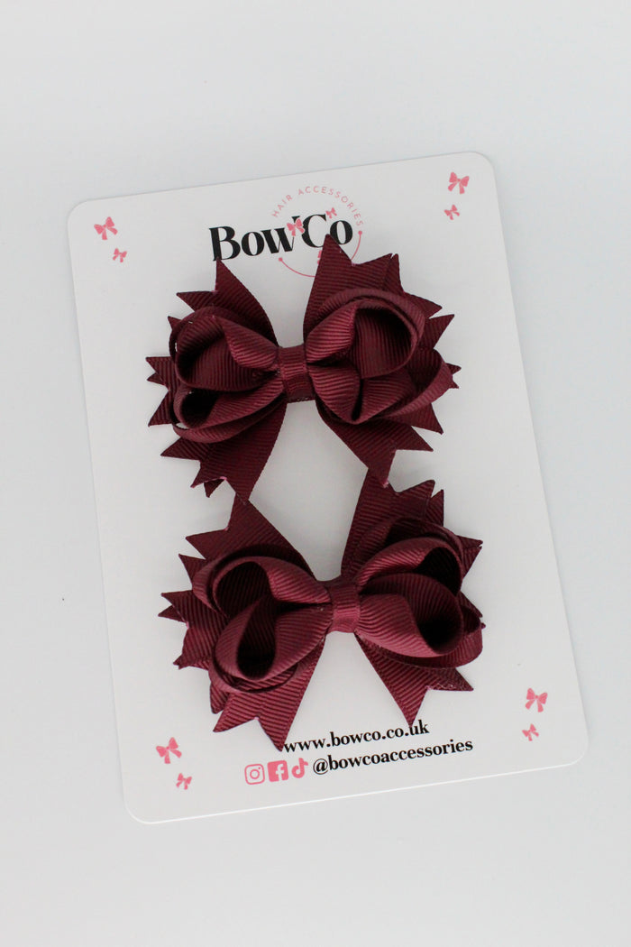 School Bows Burgundy - Loopy Stacked Bow Set