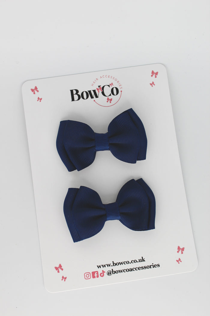 School Bows Navy Blue - Double Bow Set - Clip