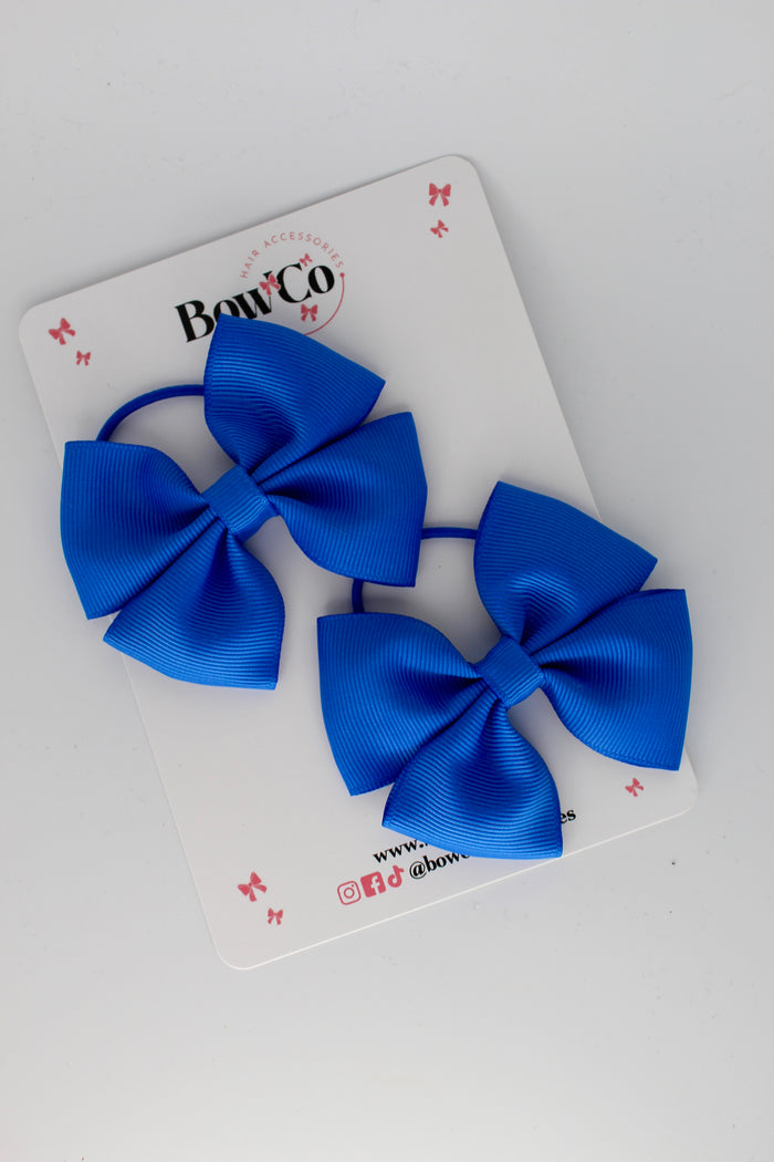 School Bows Royal Blue - Twist Bow Set - Elastic