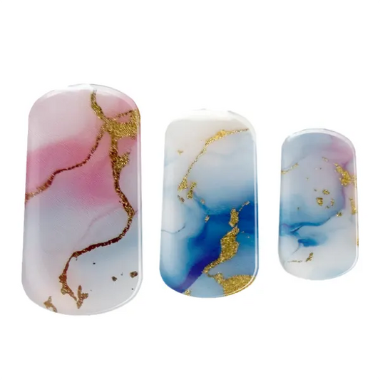 Azure Tide semi-cured gel nail wraps, full set