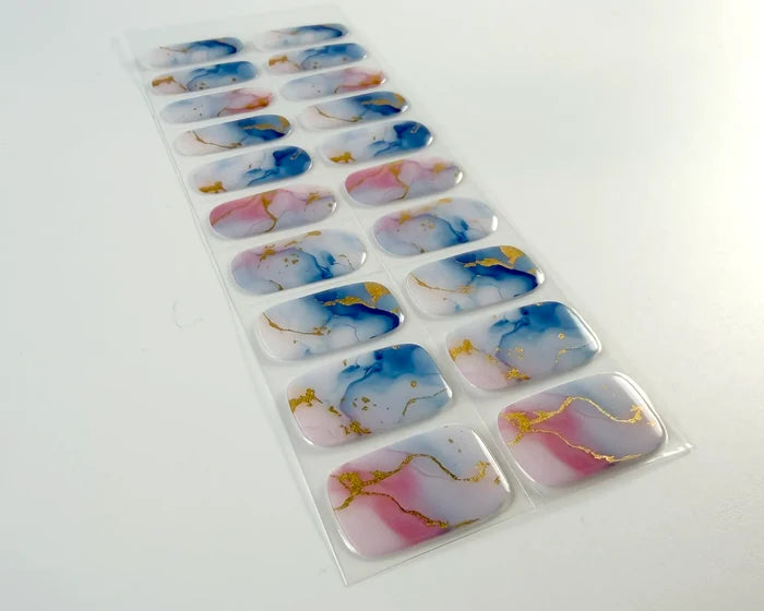Azure Tide semi-cured gel nail wraps, angled view
