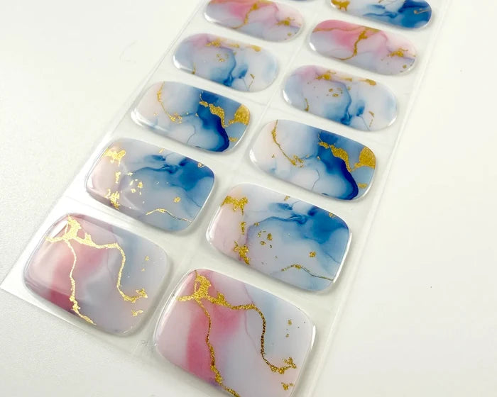 Close-up of the Azure Tide marble and gold foil detail