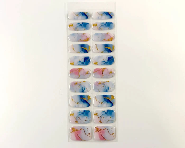 Sheet of Azure Tide semi-cured gel nail wraps in all sizes