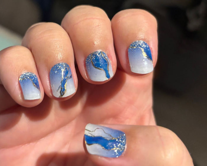 Opal Freeze semi-cured gel nail wraps, close-up