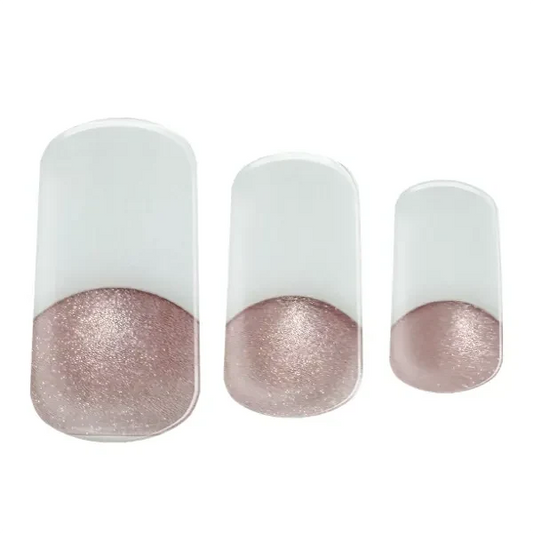 Sparkling French Rose semi-cured gel nail wraps, full set