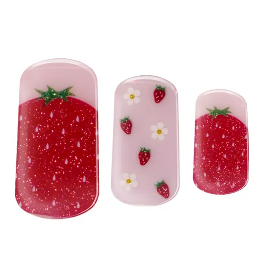 Strawberry Fields semi-cured gel nail wraps, full set