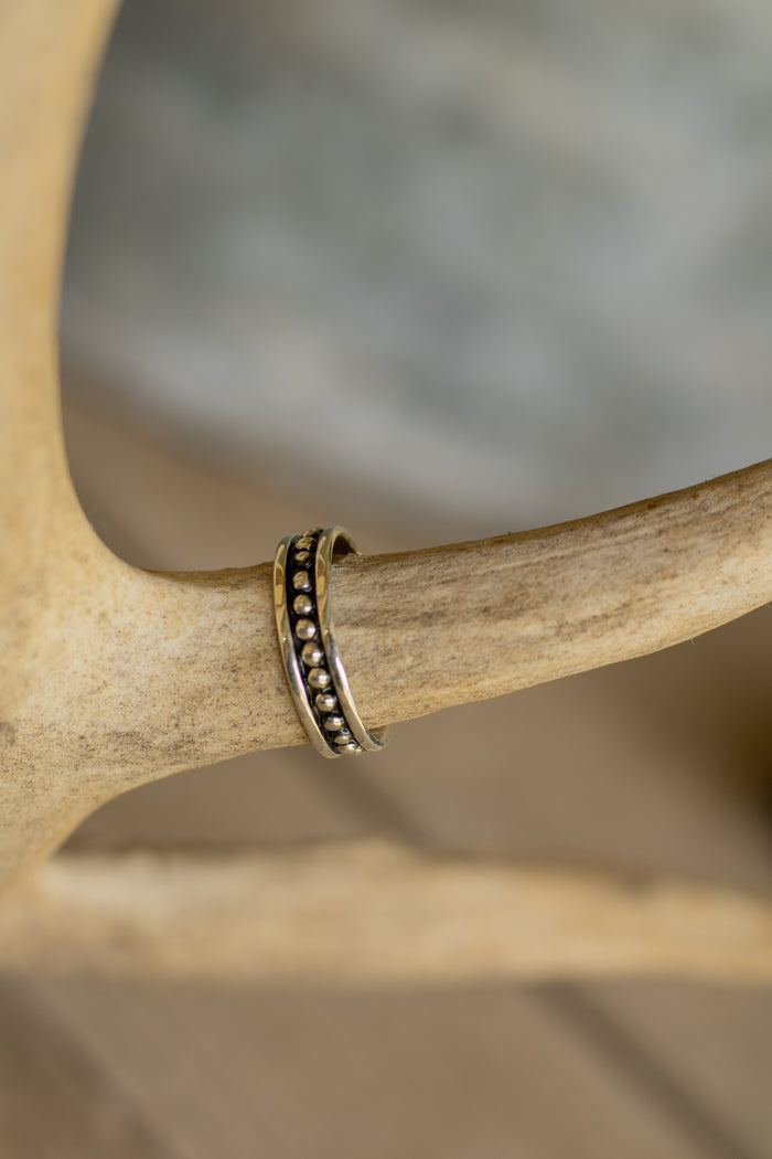Skinny Oxidized Stacker Ball Ring
