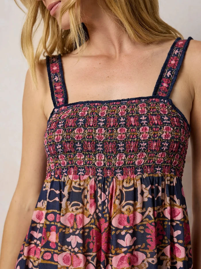 Spring In Your Step Midi Dress - Mandala Bandana Navy-view 4