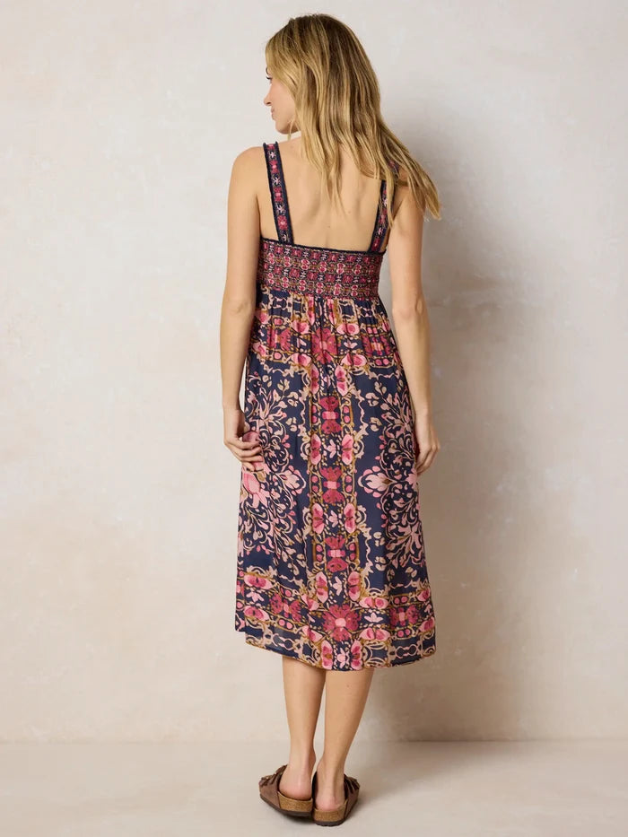Spring In Your Step Midi Dress - Mandala Bandana Navy-view 6
