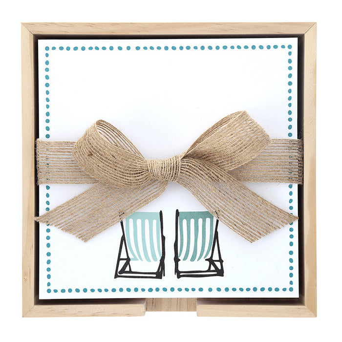 Square Notepaper with Wood Tray - Beach Chairs