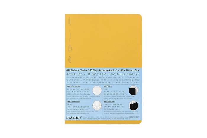 Stalogy 365Days Notebook - A5 - Dot Grid - 368 Pages - Yellow